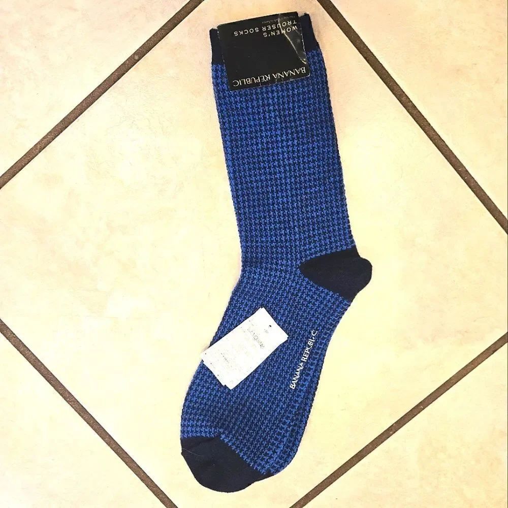 Banana Republic Houndstooth Trouser Sock Navy NWT